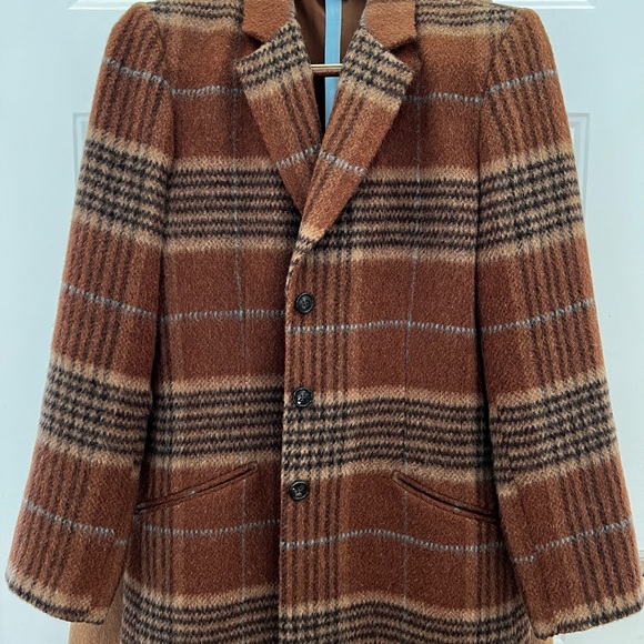 Harve Bernad  size 10 plaid camel tan color jacket with scarf - Picture 4 of 4